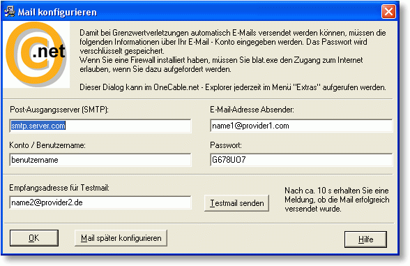 S0-Recorder - Mail konfigurieren