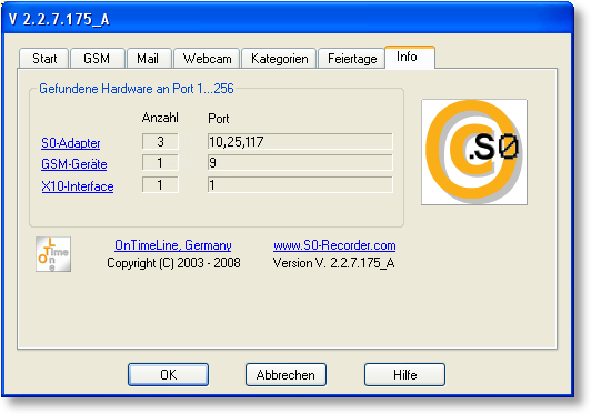 S0-Recorder - Menü ? Info