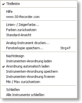 S0-Recorder - Kontextmenü Analog-Instrumente