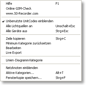 S0-Recorder - Kontextmenü Zellen Kategorie