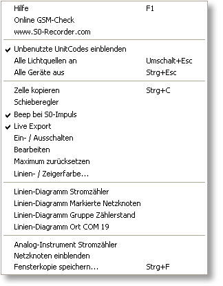 S0-Recorder - Kontextmenü Zellen Netzknoten