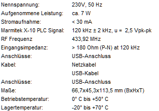 S0-Recorder - Marmitek X10 Computer-Interface CM15 Pro Datenblatt