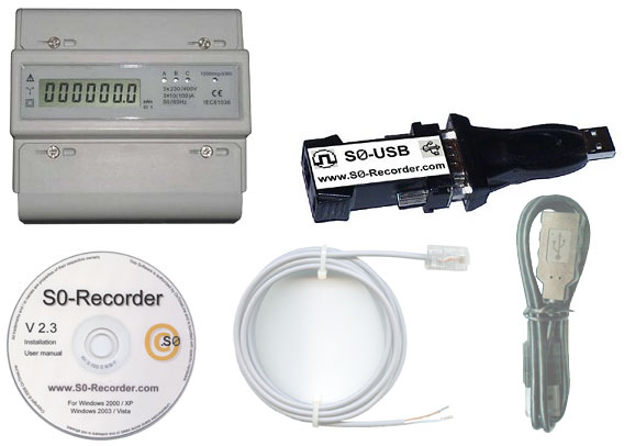 S0-Recorder - Starter-Set Drehstrom-Monitor S0-USB